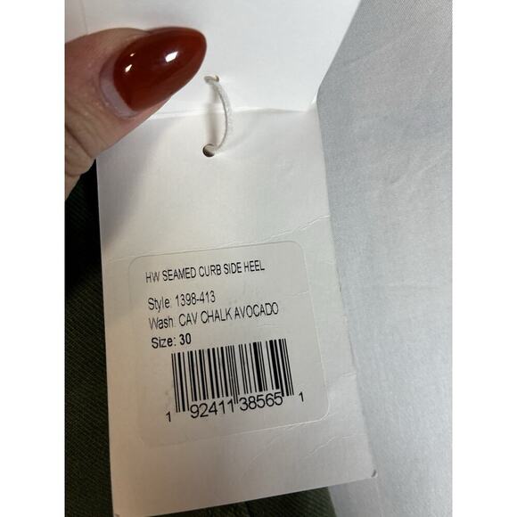 Mother Women’s high waisted Size 30 Avacado Green Straight Leg Seamed Curb Side - Picture 5 of 13